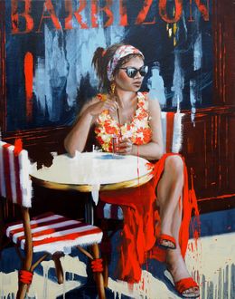 Painting, Au grand Café de Barbizon, Sylvie Julkowski-Egard
