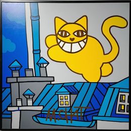 Painting, Chat sur le mur, M.Chat