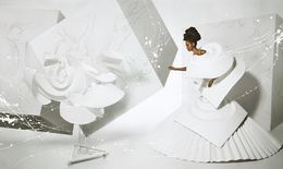 Painting, Black Girl in Origami Dress with Rooste II, Framed, Efren Isaza