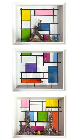 Painting, Style Mondrian Triptyque, Bernard Saint-Maxent