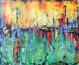 Painting, City Lights on Water, Andranik Harutyunyan