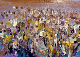 Painting, Abstract Favelas in violets and ochres, Frank De Blok