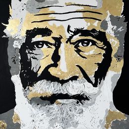 Painting, Old man with beard (with gold leak 24k), Le Closier