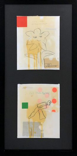 Painting, Call Them Eggheads & One Man Juggernaut (unique set of 2 collages), Donald Baechler