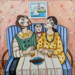 Painting, The three of us, Emanuela Bayrakova