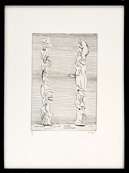 Print, Two Tall Figures, Man And Woman (framed hand signed etching), Henry Moore