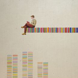 Painting, Reading in a skyscrapper, Jordi Sàbat
