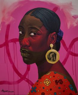 Painting, Lady in Pearl -21st Century, Contemporary, Figurative Portrait, Women, Beautiful, Jayeola Joshua