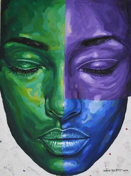 Painting, Other Side 7 - 21st Century, Contemporary, Figurative Portrait, Women, Colours, Damola Ayegbayo
